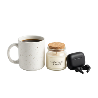 Bundle Deals - mug, candle, and earbuds bundle